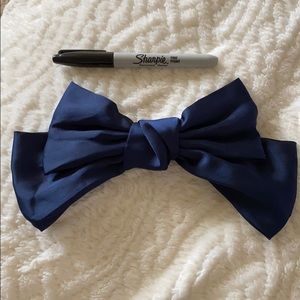 Navy Blue Bow Hair Barrette